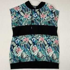 Paul Jones Hoodie NWT Black & Multicolor Tropical Floral, Large